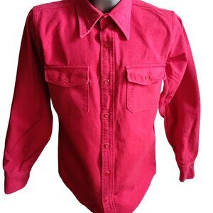 Men's Flannel Shirt MT Medium Tall Vintage Cabela's Chamois USA Sydney Nebraska